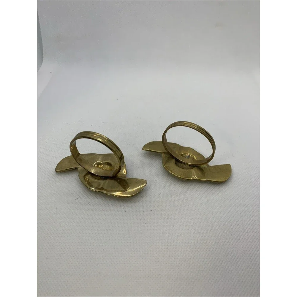 BRASS ROSE NAPKIN RINGS ~ SET OF 2 - Picture 4 of 4